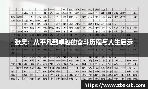 张昊：从平凡到卓越的奋斗历程与人生启示